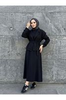 ELB04141-SYH Yelekli İkili Elbise-Siyah