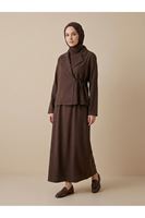 ELB04142-KHV Ceketli İkili Elbise-Kahve