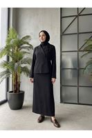 ELB04142-SYH Ceketli İkili Elbise-Siyah