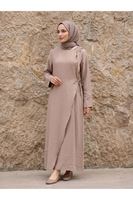 ELB04143-VİZ Omuz Pİle Toka DetayTensel  Elbise-Vizon