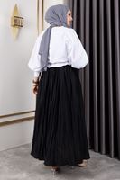 MOE03040-SYH Astarlı Kraş Etek-Siyah