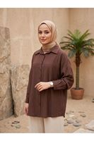 TUN05897-KHV Ön Roba Detaylı Tunik-Kahve