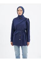 TUN05947-LCV Omuz Toka Detay Aller Tunik-Lacivert