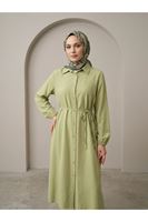 TUN05961-69 Uzun Tensel Tunik-YAĞ YEŞİLİ