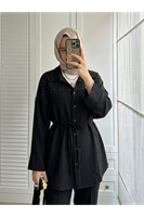 TUN05955-SYH Roba Taş Detay Tunik-Siyah