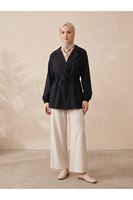 CKT01789-SYH Beli Tünelli Kol Lastik Ceket-Siyah