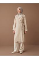 CKT01792-TAŞ Yakalı Yandan Bağlamalı Kısa Ceket-Taş