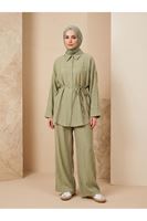 PİT00511-HKİ Ön Roba Detay Pantolonlu Takım-Haki