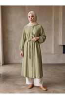 TUN05963-69 Hakim Yaka Uzun Tunik-YAĞ YEŞİLİ