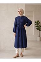 TUN05963-LCV Hakim Yaka Uzun Tunik-Lacivert