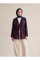 CKT01788-BRD Çift Kapak Tünel Detay Ceket-Bordo