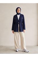 CKT01788-LCV Çift Kapak Tünel Detay Ceket-Lacivert