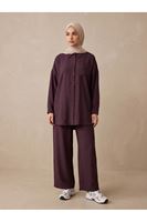 PİT00510-BRD Cep Detay Pantolonlu Takım-Bordo