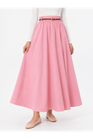 MOE03059-PMB Büzgülü Kemer Detay Soft Etek-Pembe