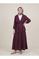 EİT00121-BRD D Toka Detay Etekli Takım-Bordo