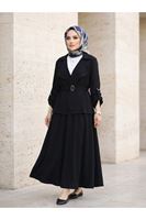EİT00121-SYH D Toka Detay Etekli Takım-Siyah