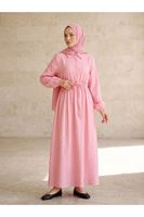 ELB04146-PMB Beli Tünelli Elbise-Pembe