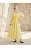 ELB04146-SRI Beli Tünelli Elbise-Sarı