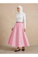 MOE03060-PMB Büzgü Gazzeli Soft Etek-Pembe