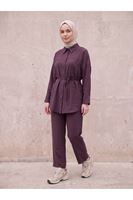 PİT00509-BRD Paça Pensli Takım-Bordo
