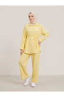 PİT00513-SRI Takma Manşet Pantolonlu Takım-Sarı