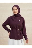 TUN05962-BRD Çapraz Düğmeli Tunik-Bordo