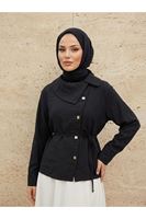 TUN05962-SYH Çapraz Düğmeli Tunik-Siyah