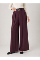PNT01566-BRD Pileli Kemer Detay Pantolon-Bordo