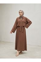 EİT00118-KHV Kup Kesimli Etekli Takım-Kahve