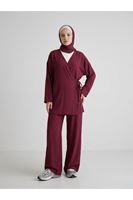 PİT00478-BRD Yan Bağlamalı Çilek Takım-Bordo