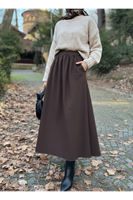 MOE03048-KHV Cepli Bel Lastikli Etek-Kahve