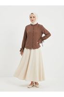 TUN05975-KHV Kol Tünel Yaka Fırfır Tunik-Kahve