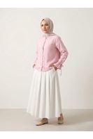 TUN05975-PMB Kol Tünel Yaka Fırfır Tunik-Pembe