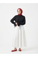 TUN05975-SYH Kol Tünel Yaka Fırfır Tunik-Siyah