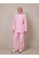 PİT00478-PMB Yan Bağlamalı Çilek Takım-Pembe