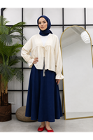 TUN05982-TAŞ Roba Büzgülü Kol Lastik Tunik-Taş