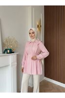 TUN05973-PMB Omuz Aller Detay Tunik-Pembe