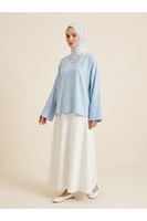 TUN05979-MAV Geniş Takma Manşet Tunik-Mavi
