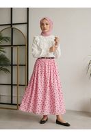 MOE03062-PMB Kemer Detay Puantiye Etek-Pembe