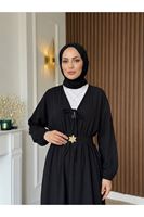 ELB04150-SYH Kuşak Aksesuar Detay BAĞLAMALI eLBİSE-Siyah