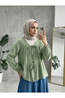 TUN05987-MNT İki Bağlamalı Müslin Tunik-Mint