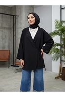 TUN05991-SYH Yan Bağlamalı Çilek Tunik-Siyah