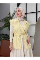 YEL00882-SRI Yaka Bağlamalı Yelek-Sarı