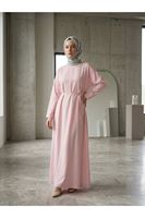 ELB04156-PMB Kupra Elbise-Pembe