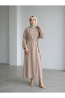 ELB04156-VİZ Kupra Elbise-Vizon
