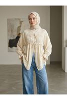 TUN05980-TAŞ Büzgülü Bağlamalı Tunik-Taş