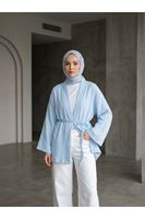 HIR02449-MAV Müslin Kimono-Mavi