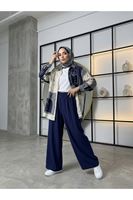 PNT01570-LCV Bol Paça Çilek Pantolon-Lacivert