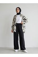 PNT01570-SYH Bol Paça Çilek Pantolon-Siyah