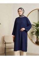 ELB04159-LCV Reklan Kol Çilek Elbise-Lacivert